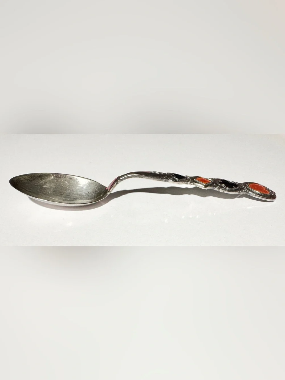 Vintage Paye & Baker Sterling & Enameled Card Suit Souvenir Spoon 10g Heart P&B